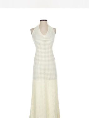 Ivory Knit Halter Maxi Dress